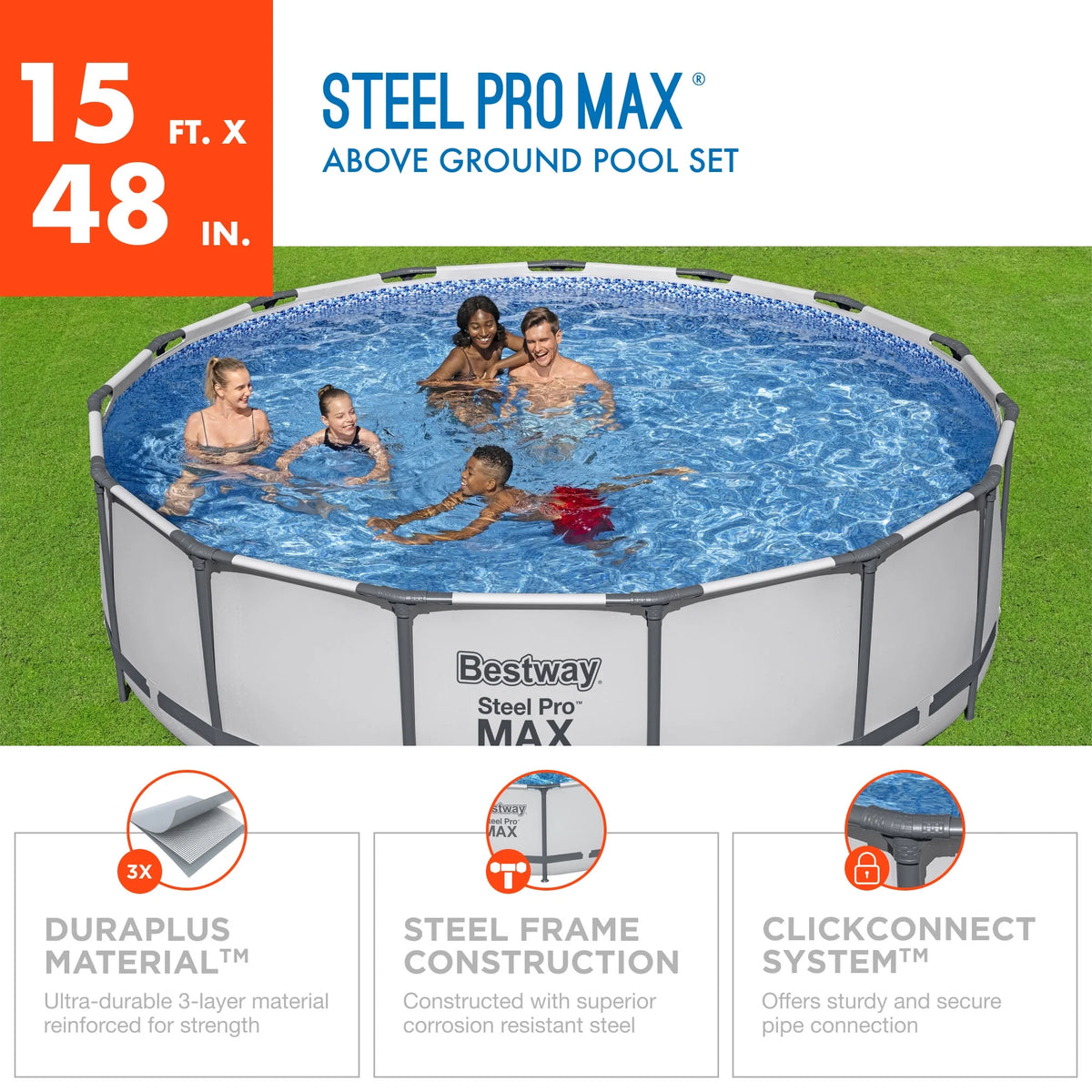 15' x 42 Round Above Ground Swimming Pool Set U6474