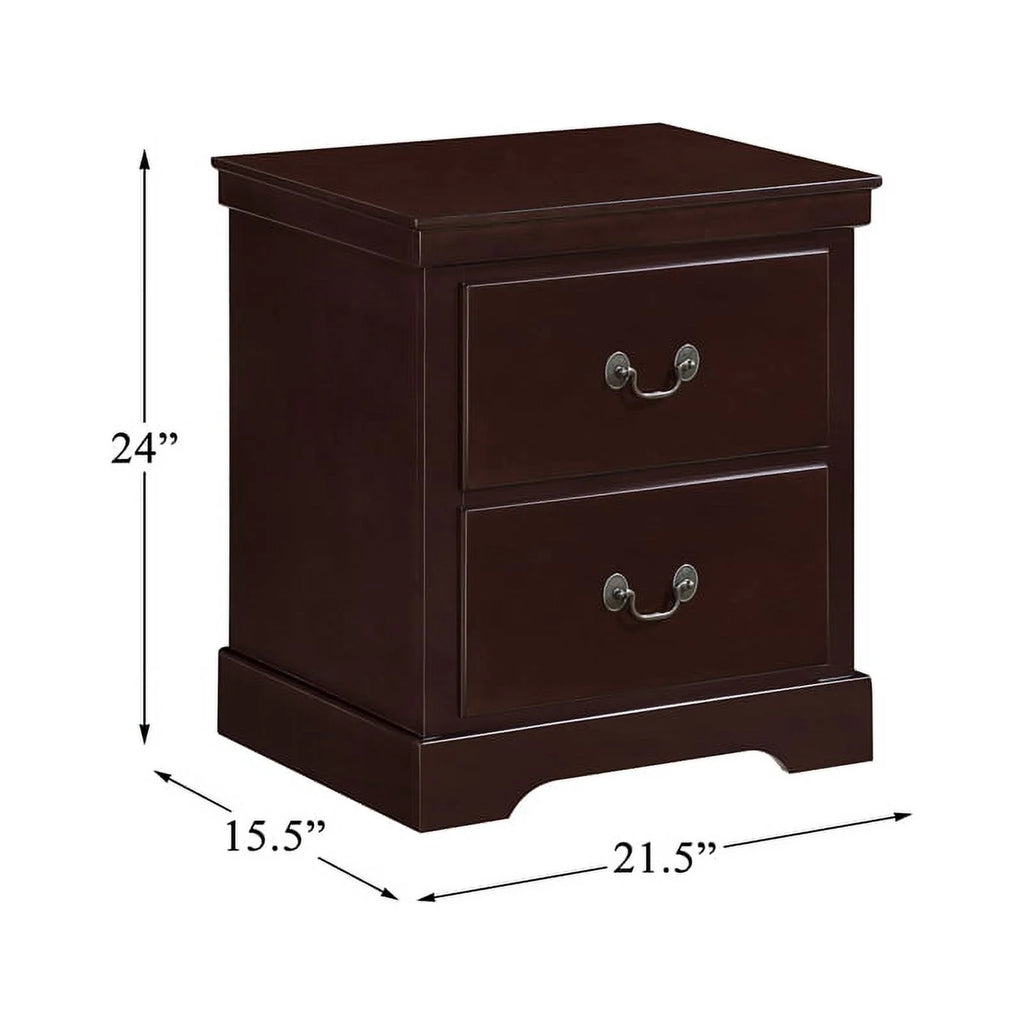 Cherry 2-Drawers Traditional Wood Nightstand N3375