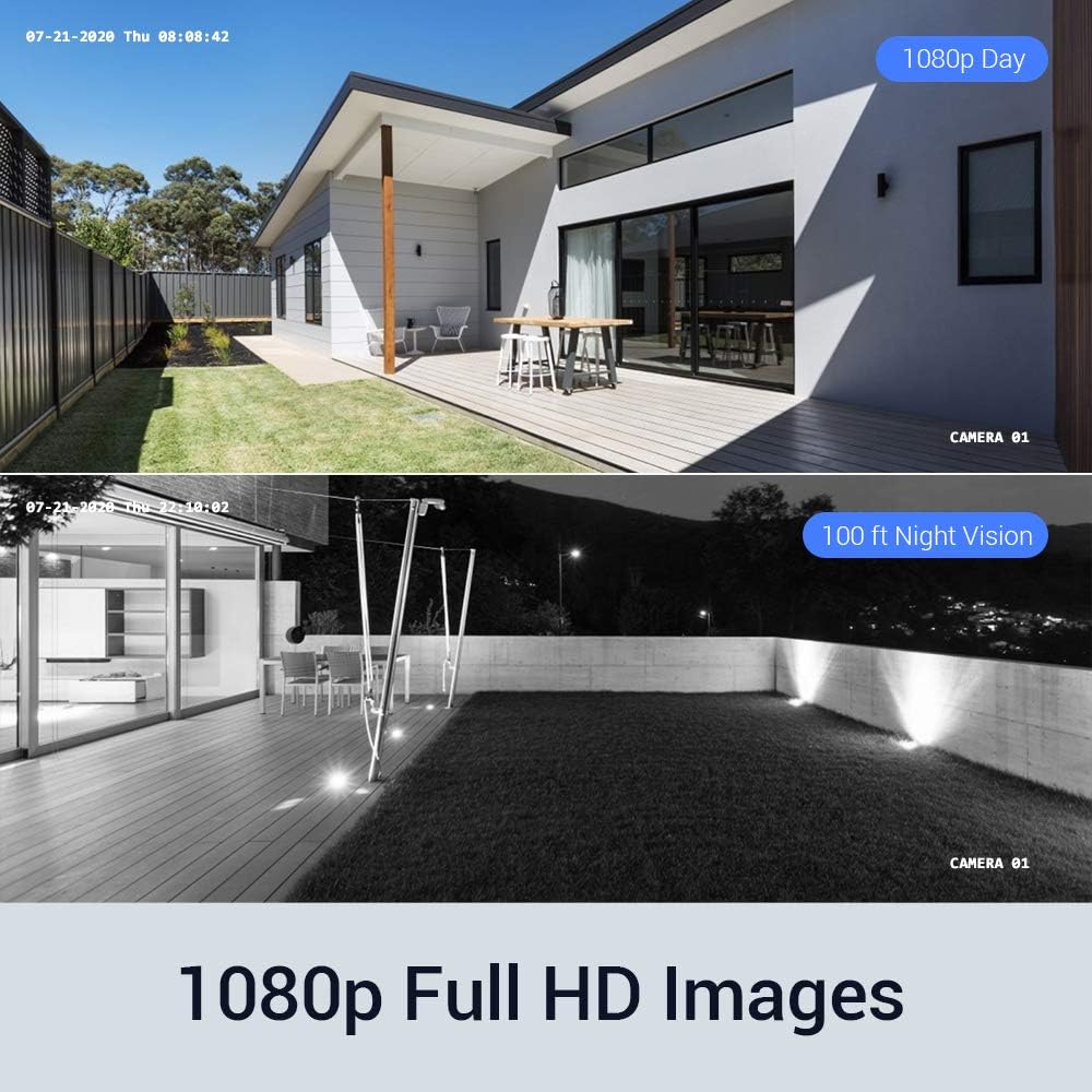 8CH Wireless Security Camera System with 1TB HDD and 4 1080P Outdoor Cameras L778322