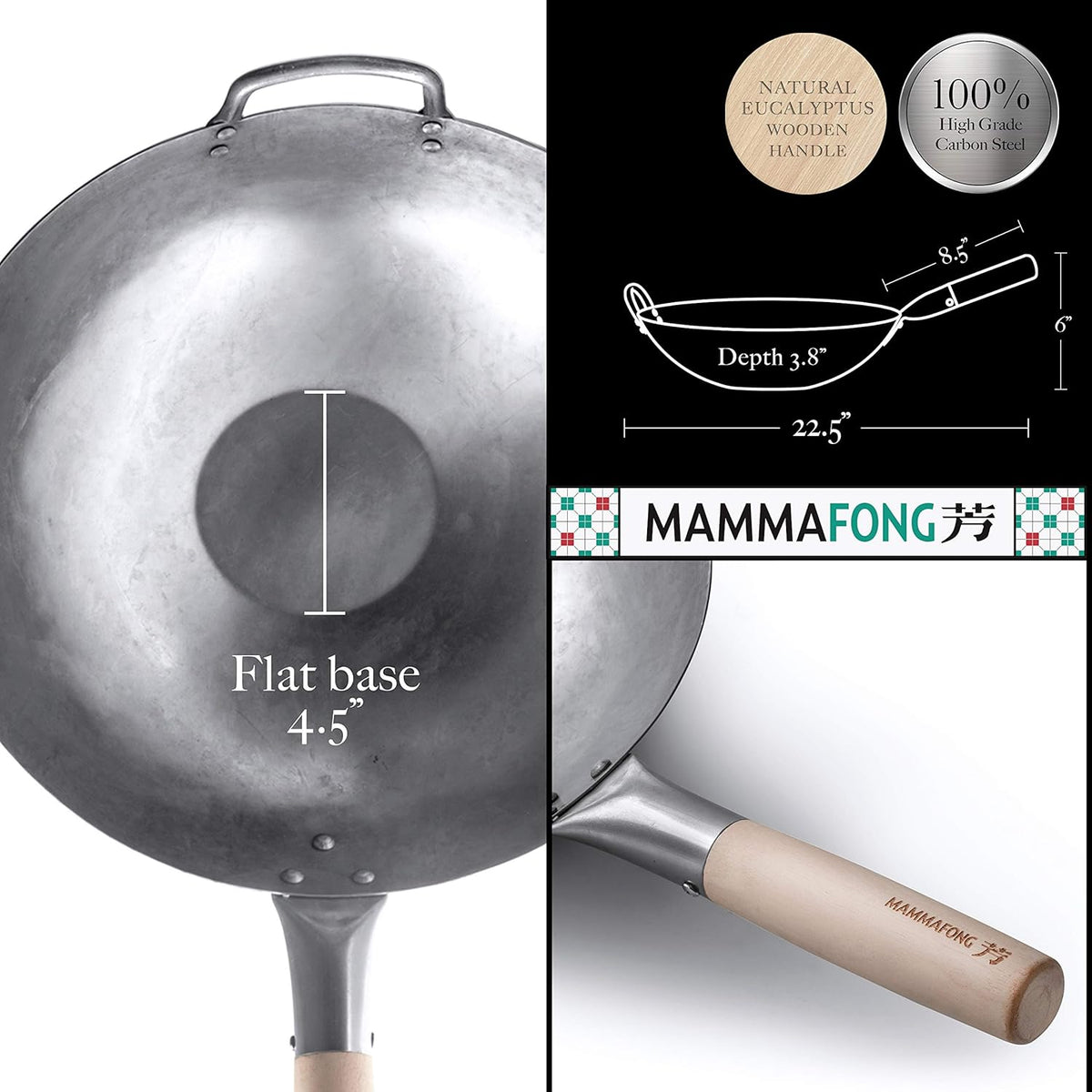 Flat Bottom Carbon Steel Wok Pan 14 Pack of 2 I801236