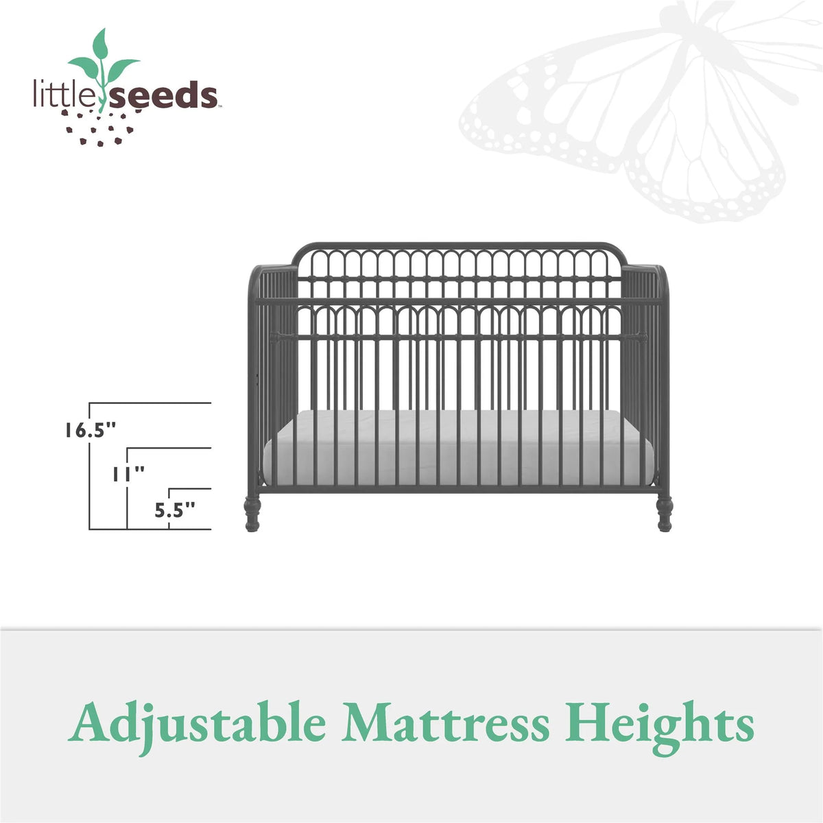 Gray Convertible Metal Crib F789