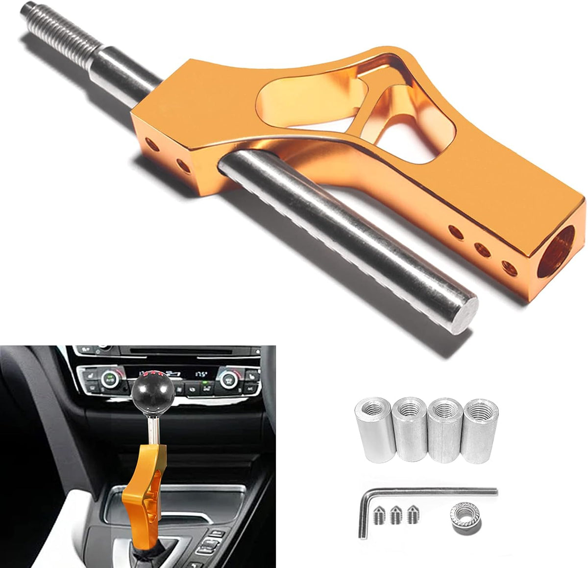 Adjustable Aluminum Shift Knob Extender with 4 Adapters T703042