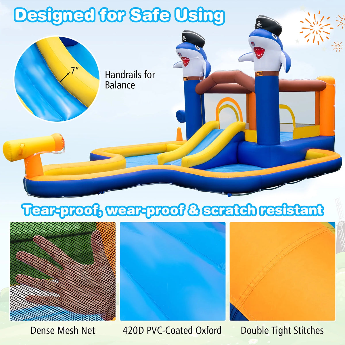 Inflatable Water Slide Park Bounce House Splash Pool K6386