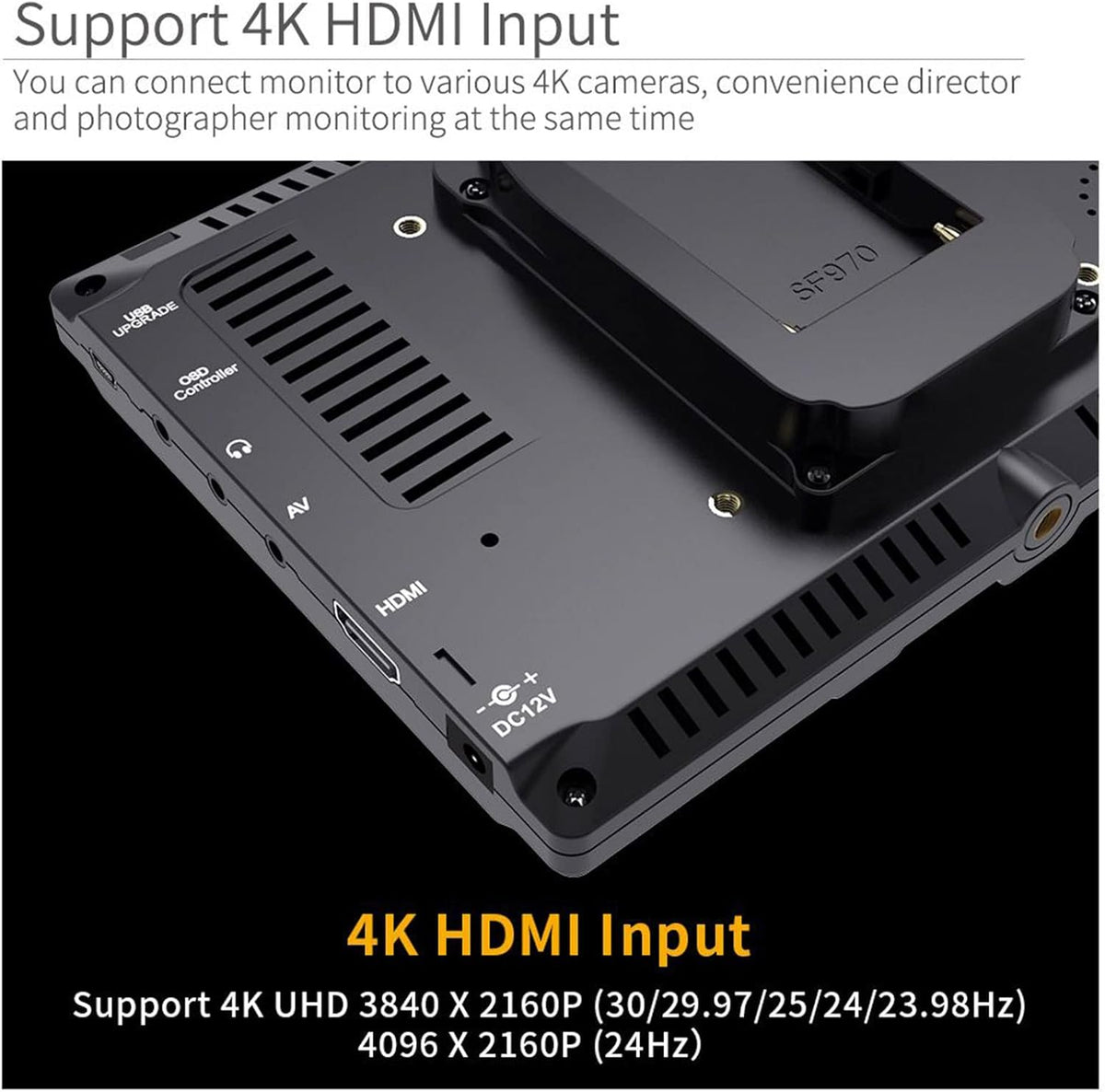7 Inch DSLR Camera Field Monitor IPS 1280x800 4K HDMI with Sunshade R78801