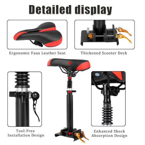 Adjustable Electric Scooter Seat with PU Cushion and Aluminum Rod O95679