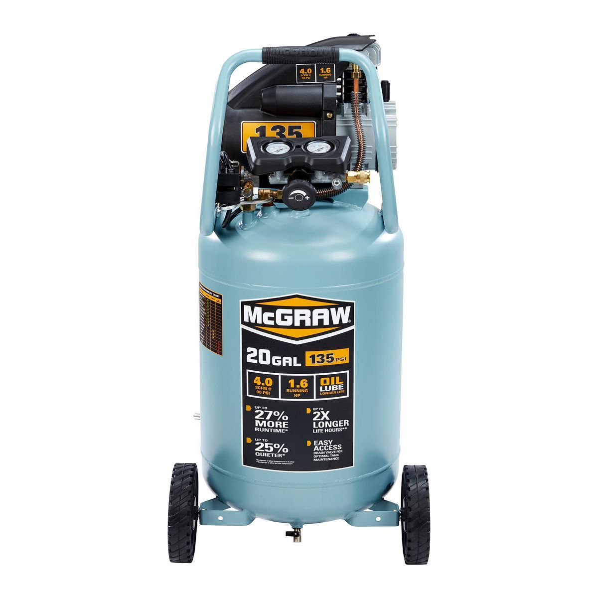 20 Gallon 135 PSI Oil-Lube Vertical Air Compressor O236