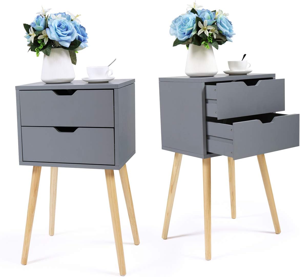 Set of 2 Wood Storage End Table Nightstand M264