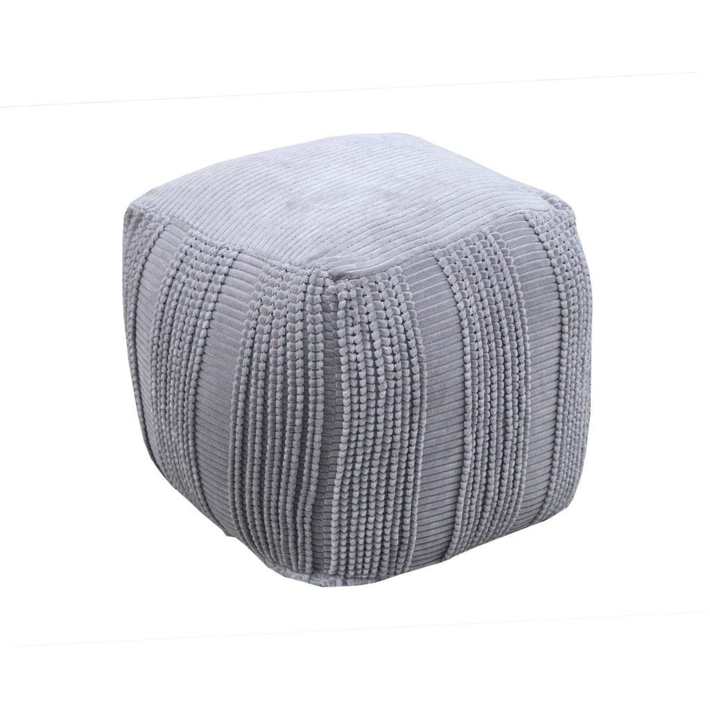 Cotton Upholstered Striped Ottoman E531344