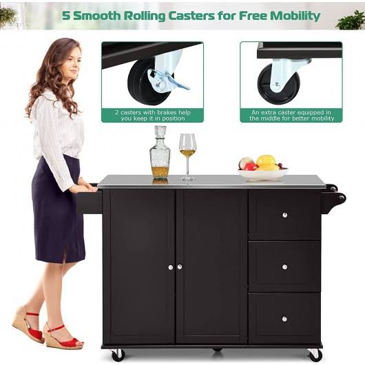 Kitchen Island Storage Cabinet with Stainless Steel Top K6960