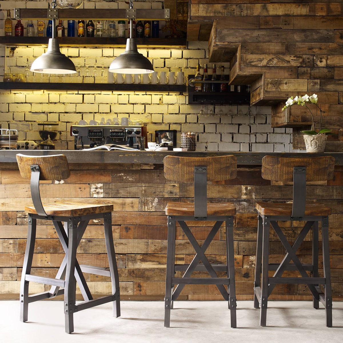 Amber Graphite Barstool with Back R124063