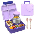 8oz Leak-Proof 4 Compartment Bento Lunch Box Set with Thermo Food Jar and Insulated Bag R15593