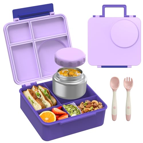 8oz Leak-Proof 4 Compartment Bento Lunch Box Set with Thermo Food Jar and Insulated Bag R15593