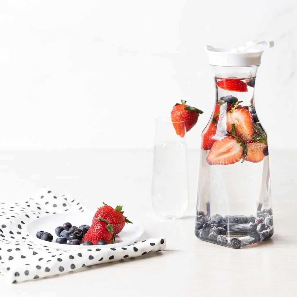 54oz Clear Plastic Water Carafe Pitchers with Flip Top Lid Y38903