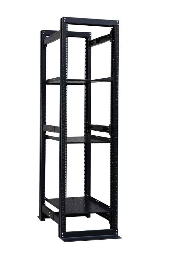 42U 19" 4 Post Open Frame Adjustable Server Rack Enclosure with 2 Shelves Q19715