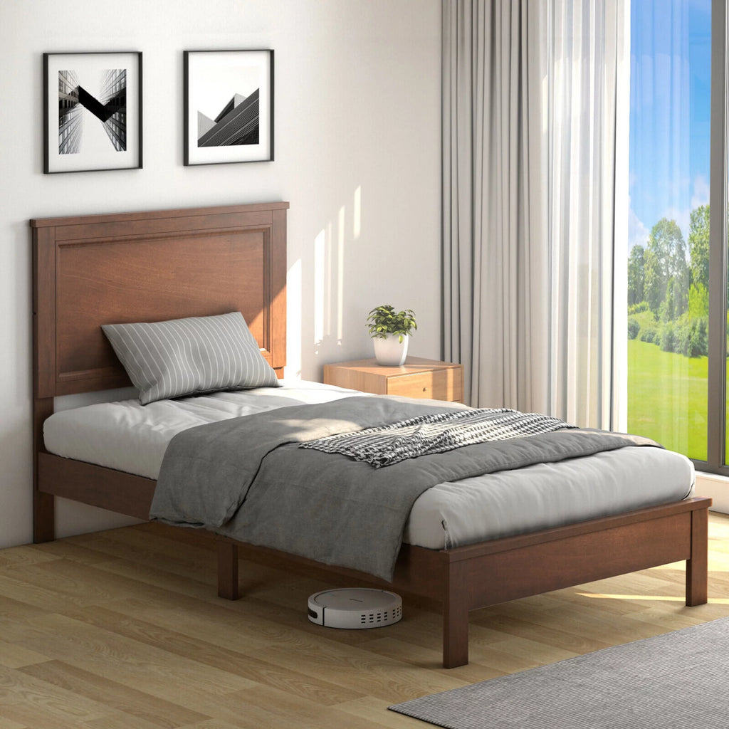 Twin Size Walnut Platform Bed Frame M504