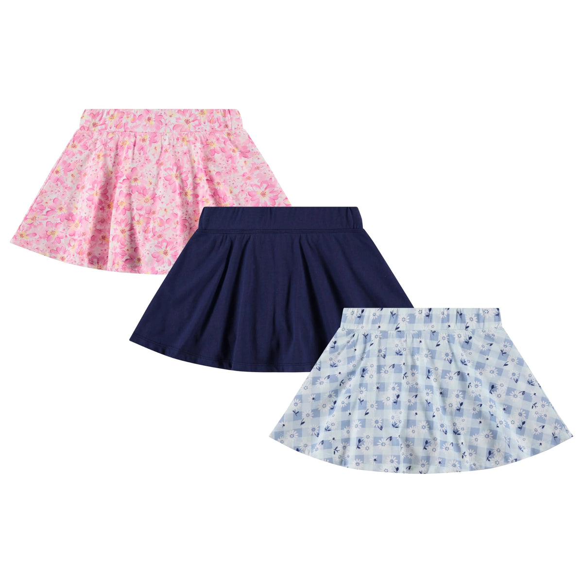 3 Pack Girls Skorts with Floral Solid Tie Dye Butterfly Prints W193