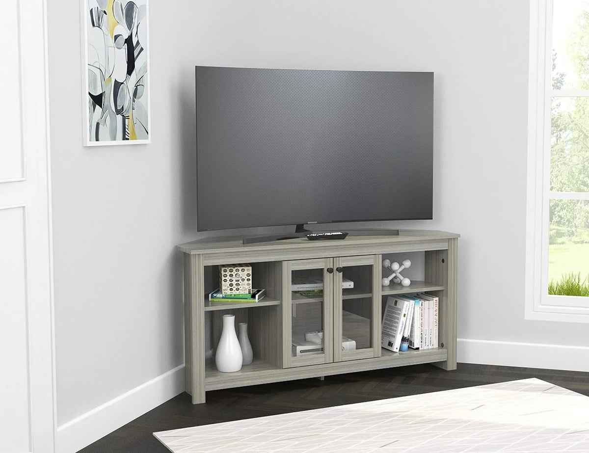 Oak Corner TV Stand with Glass Doors T27451