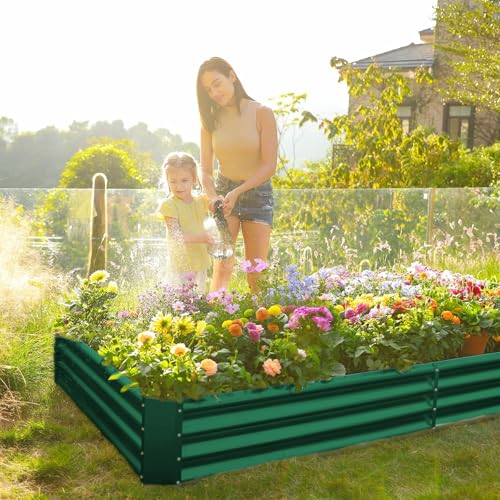 2 Pack 8×4×1ft Galvanized Metal Raised Garden Bed A628