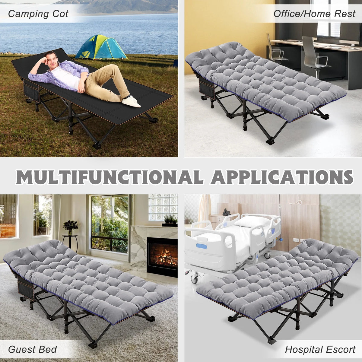 Folding Bed with 3.3 Inch Mattress & Carry Bag I6852