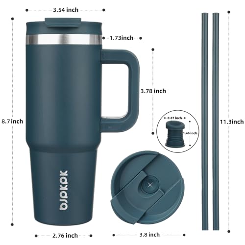 30 oz Stainless Steel Insulated Tumbler with Handle and Straw J741