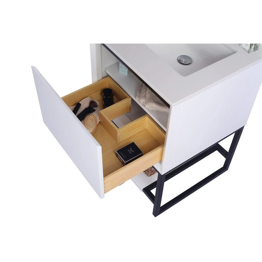 24" Oak Wood and Stainless Steel Cabinet in White T887