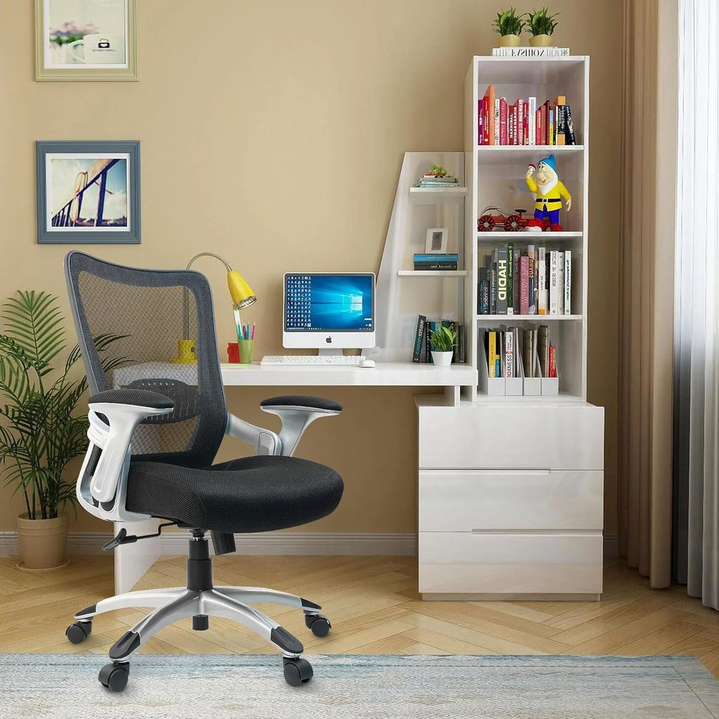 Ergonomic Mesh Office Chair with Adjustable Lumbar Support and Flip-up Arms X672411