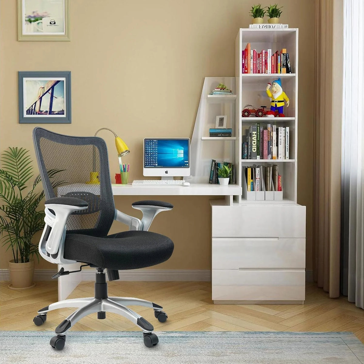 Ergonomic Mesh Office Chair with Adjustable Lumbar Support and Flip-up Arms X672411