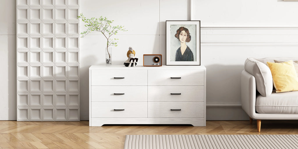 White 6 Drawer Wood Dresser V38974