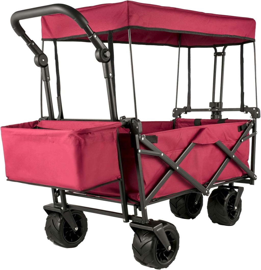 Extra Large Collapsible Garden Cart with Removable Canopy, Black O69897