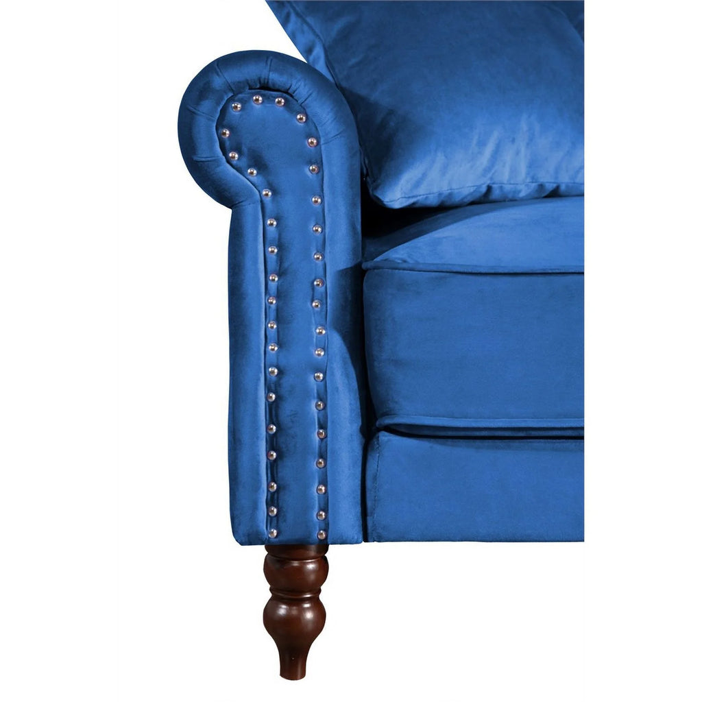 Blue Velvet Convertible Sofa Bed K395