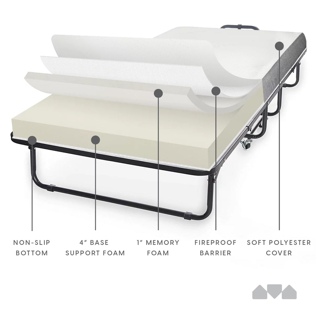 Folding Bed with Memory Foam Mattress F34017