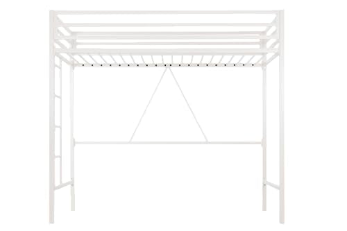 Black Twin Size Metal Loft Bed with Guardrail and Ladder V466722