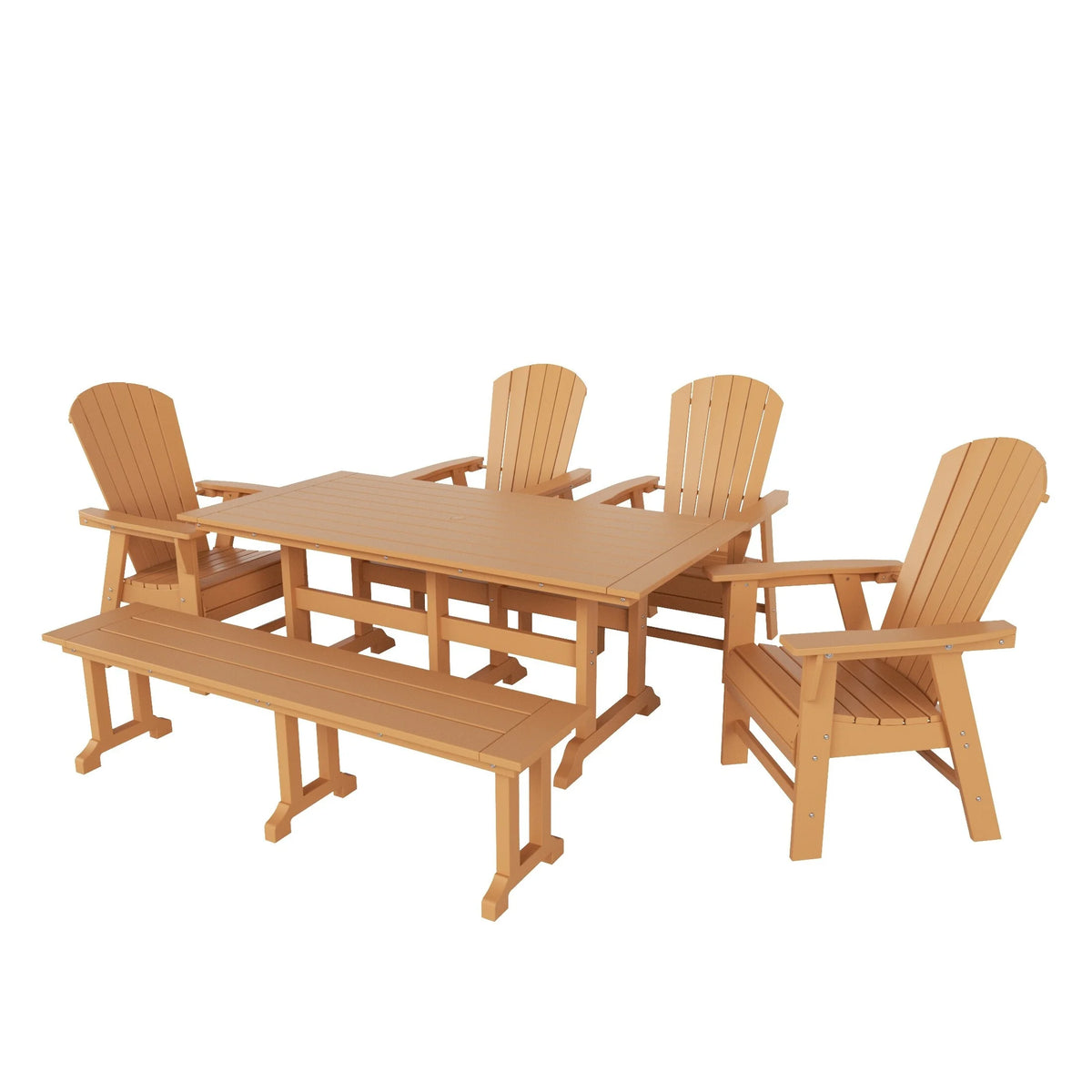 6-Piece All Weather Outdoor Dining Set with Bench F709135