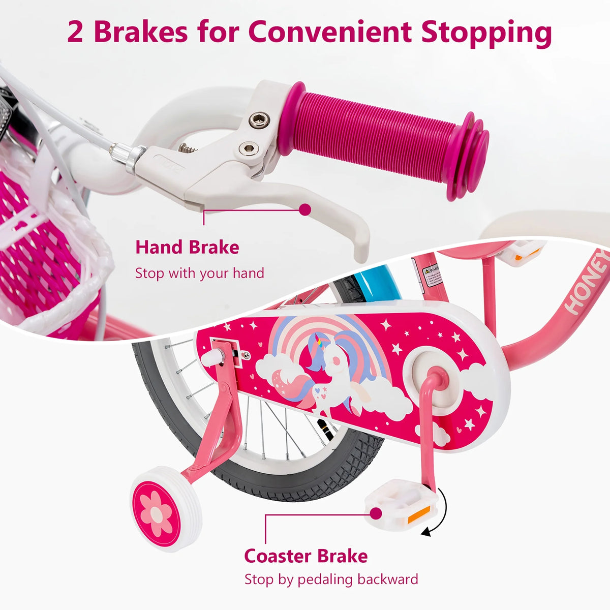 18 Inches Kids Bicycle with Training Wheels Pink D5691