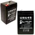 2x Pack 6V 4.5Ah Sealed Lead Acid Battery with F1 to F2 Terminal Adapters N2721