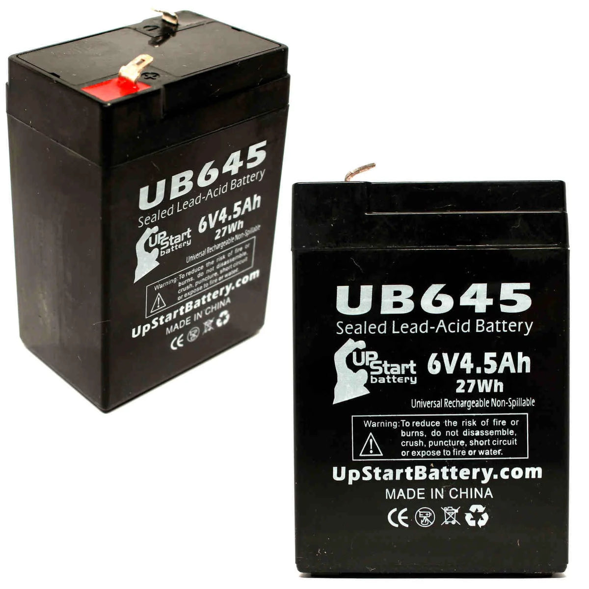 2x Pack 6V 4.5Ah Sealed Lead Acid Battery with F1 to F2 Terminal Adapters N2721