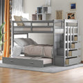 Twin Over Twin Wood Bunk Bed with Trundle and Staircase N742