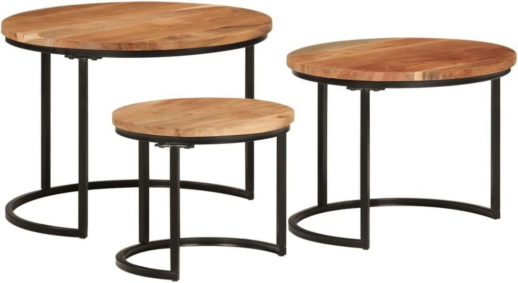 Solid Acacia Wood Nesting Side Tables Set of 3 C479