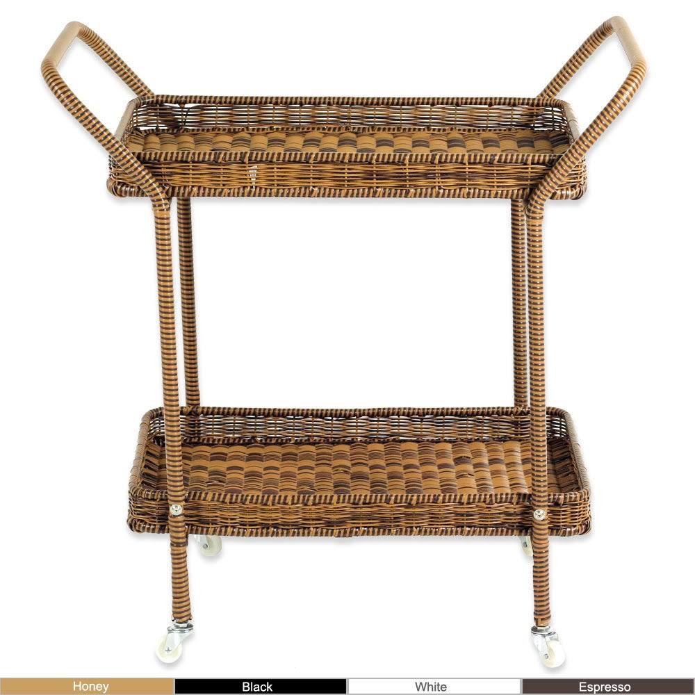 Brown Wicker Patio Serving Cart Z5043