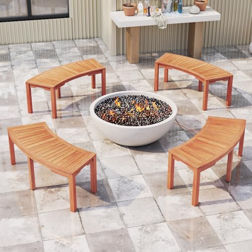 Acacia Wood Firepit Bench with Metal Frame Q8481