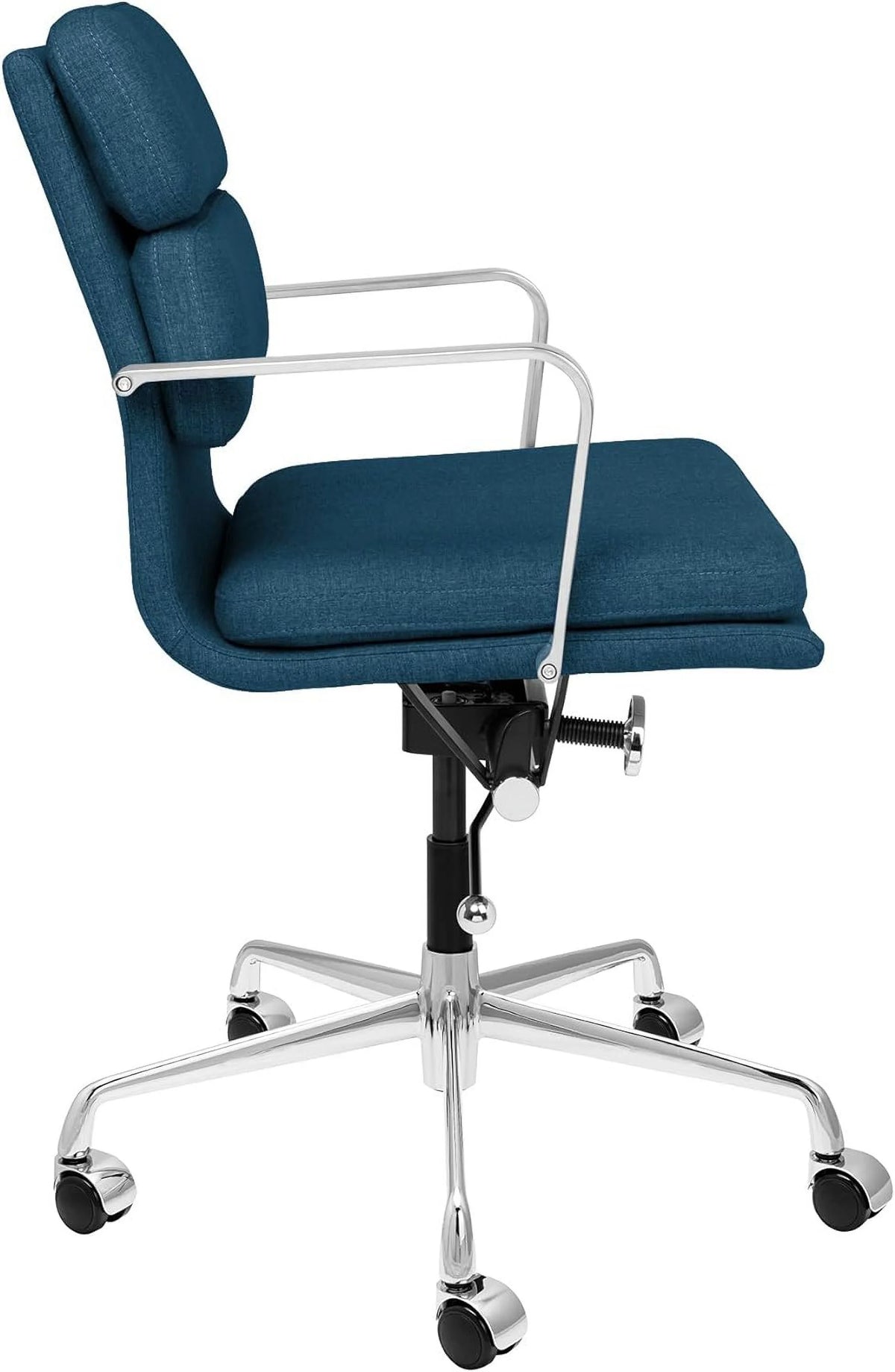 Dark Blue Cotton Fabric Office Chair with Arm Rest H70249