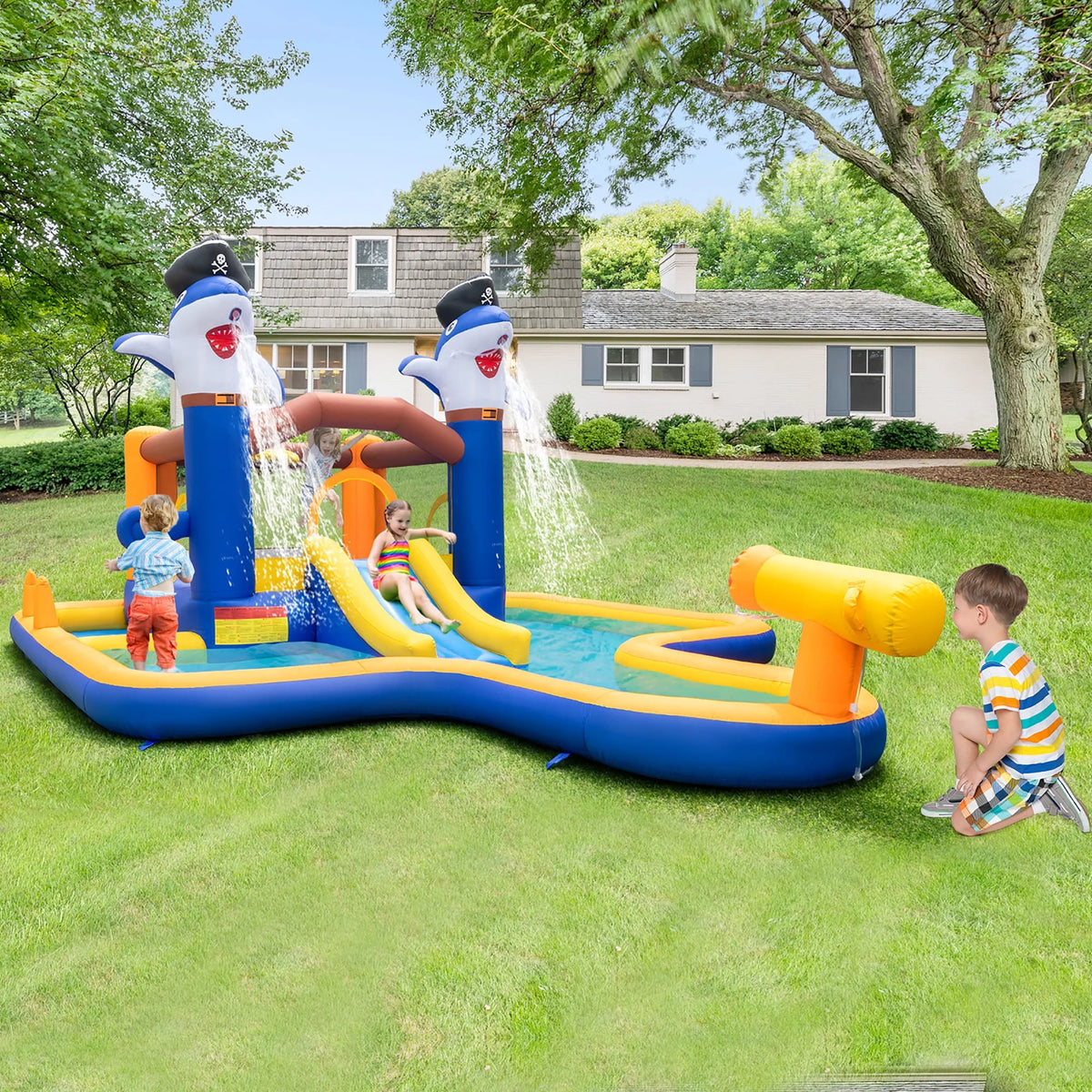 Inflatable Water Slide Park Bounce House Splash Pool K6386