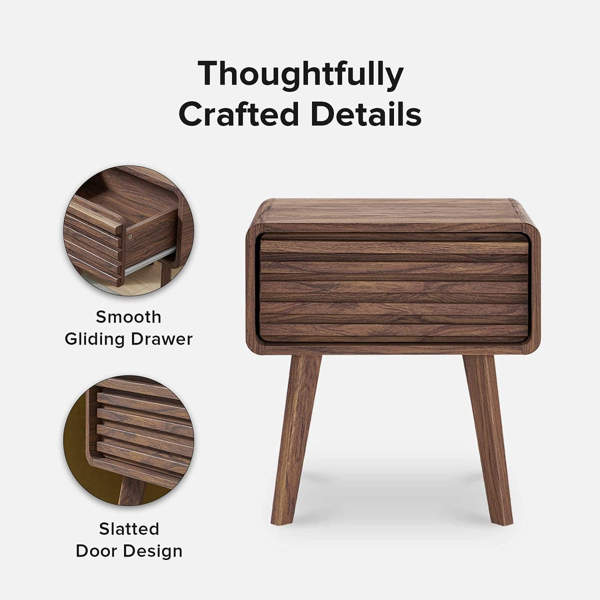 Walnut Side Table with Slatted Door E222780