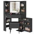 Black Makeup Desk with Lighted Mirror and Charging Station U266364