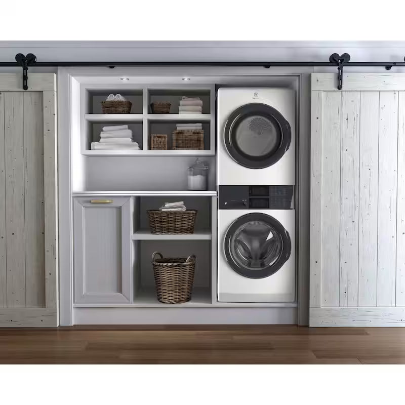 White Stacked Washer and Electric Dryer Laundry Tower V90106