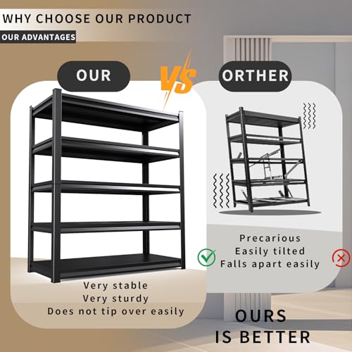 72" H Heavy Duty 5-Tier Adjustable Metal Shelving Unit G28520