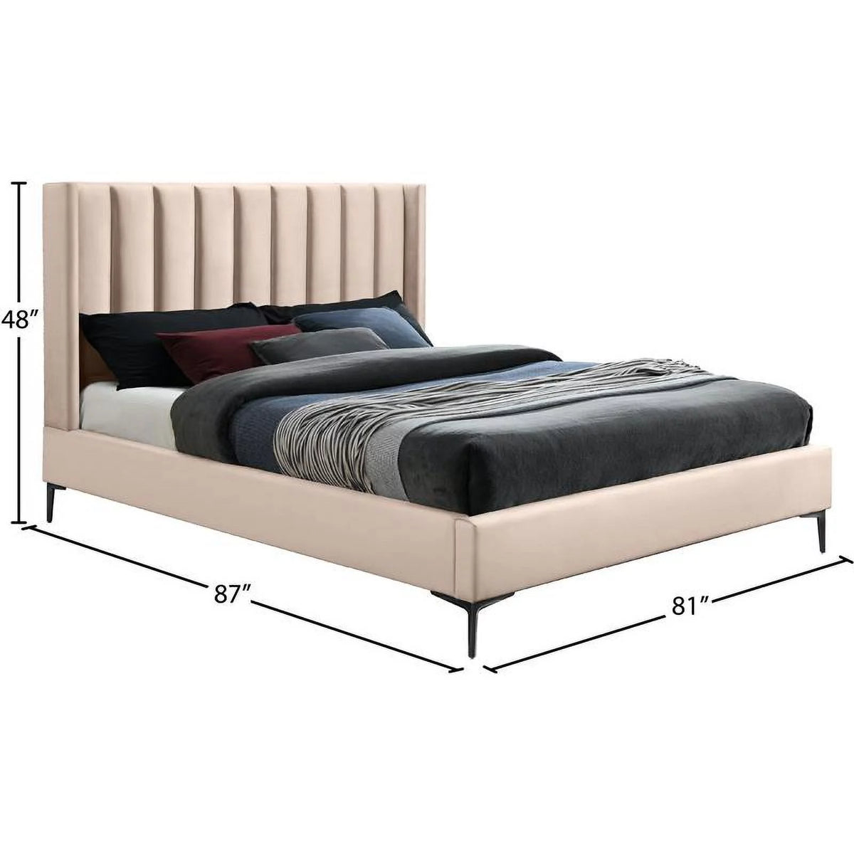 Pink Velvet King Bed K182
