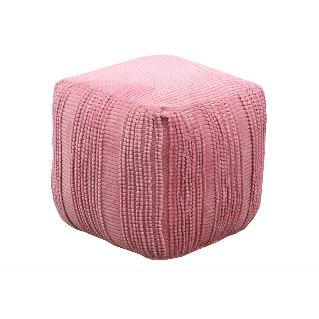 Cotton Upholstered Striped Ottoman E531344