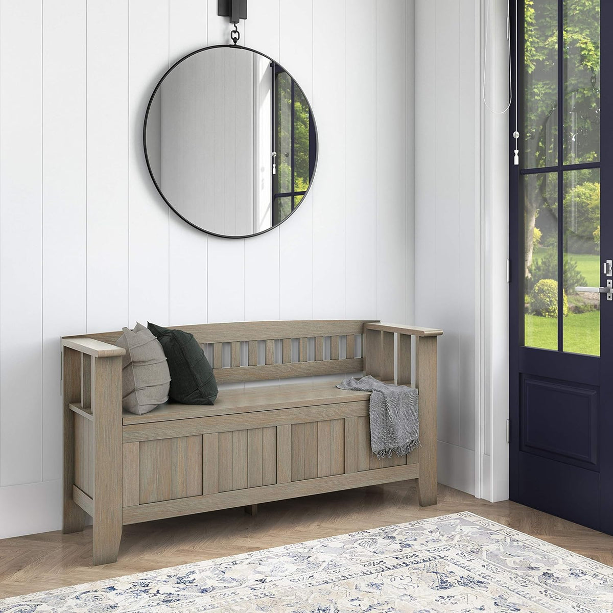 Solid Wood 48 inch Wide Entryway Storage Bench B506782
