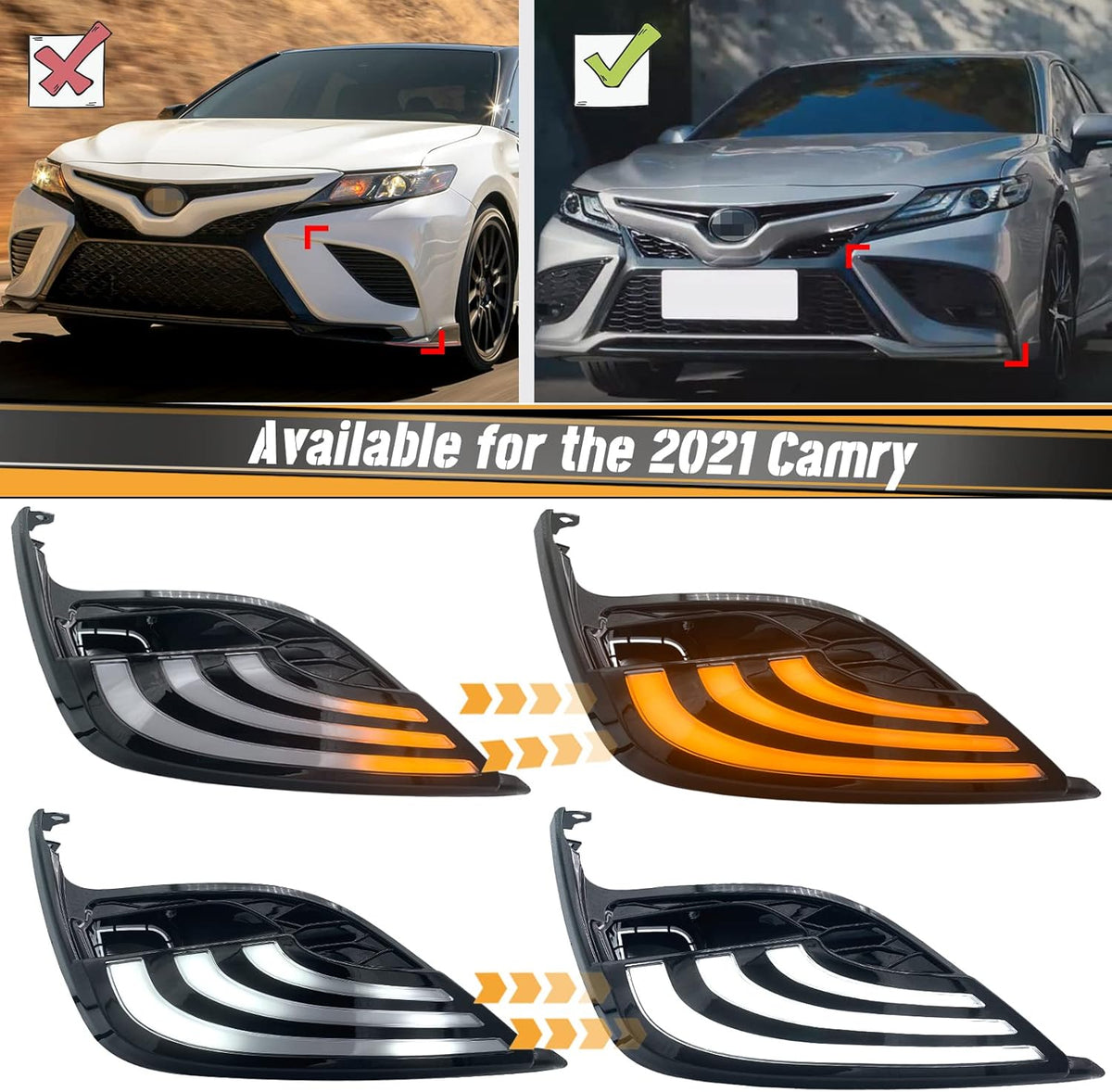 White Amber LED Front Fog Daytime Running Lamp with Dynamic Flash Turn Signal J15024